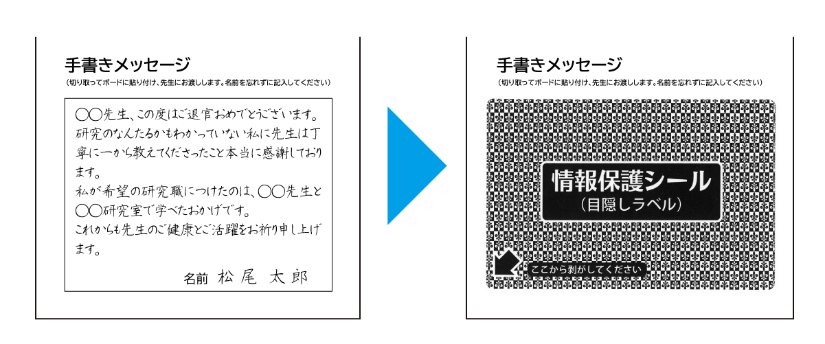 情報保護シールのメッセージ目隠し例