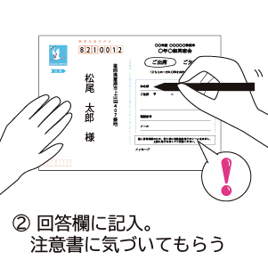 往復はがきの回答欄に記入